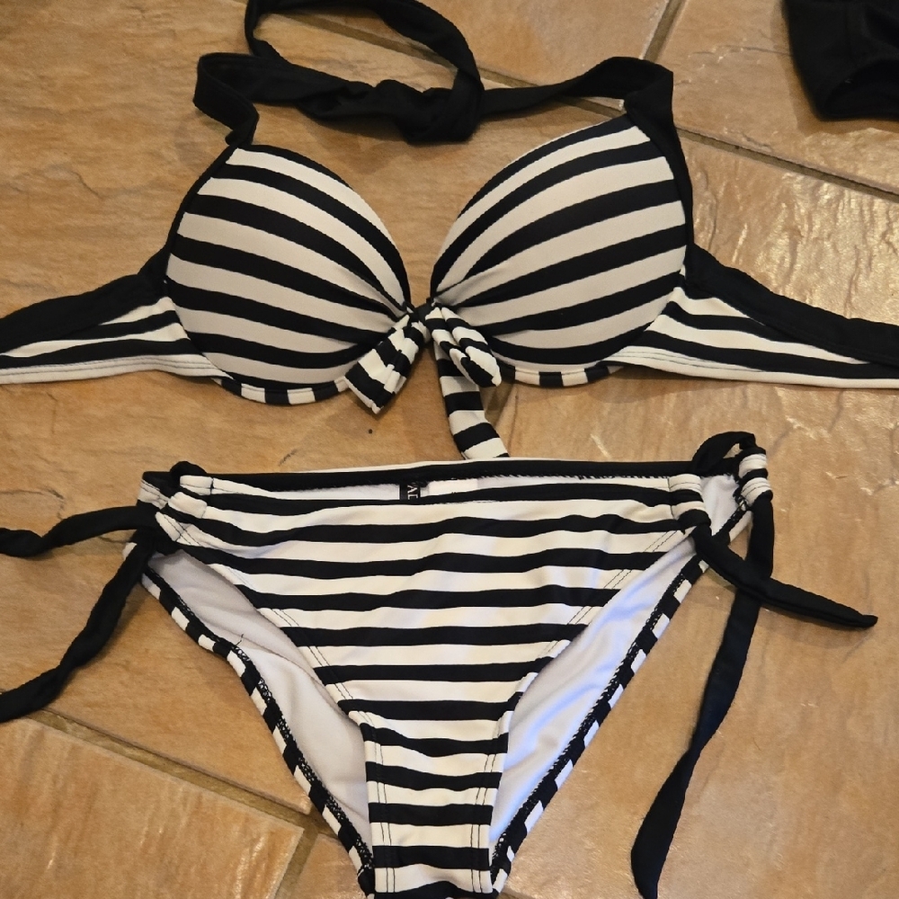 Adore Me Black and White Striped Bikini